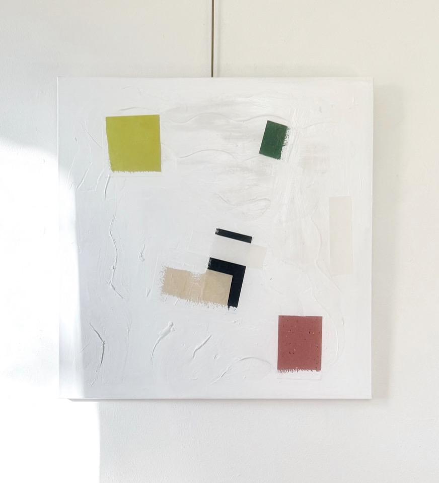 Original Abstract Mixed Media Painting on canvas, Size 24”x30”, White Abstract Painting, Texture Painting on Stretched Canvas