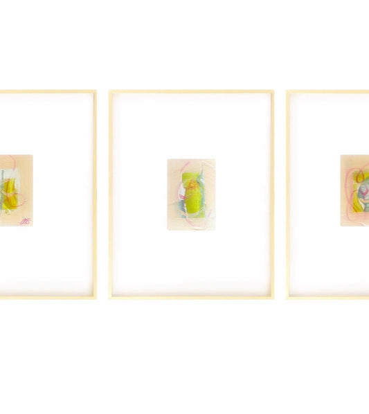 Original Abstract Watercolor Paintings, Mixed Media, Set of 3