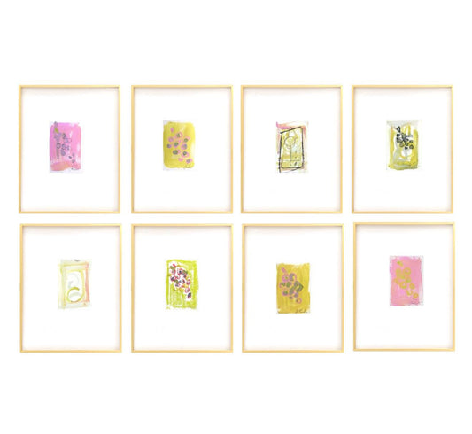 Original Abstract Art, Set of Eight Paintings for Frame Gallery, Matted & Framed in 11x14 or 16x20, Abstract Art, Mixed Media, Pastel Art