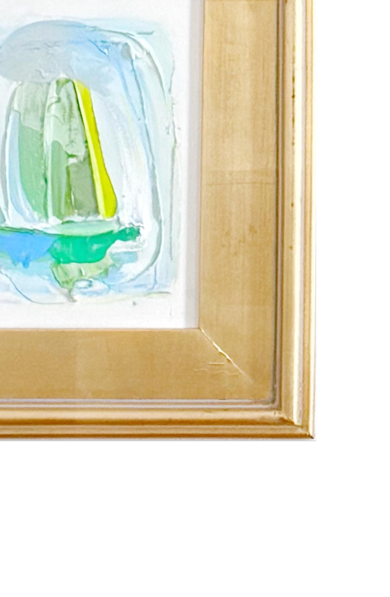 Framed Original Abstract Artwork, Mixed Media Texture Painting (8”x10”) on Canvas, Gold Frame, Neutral Wall Art, Minimal Art, Blue Art