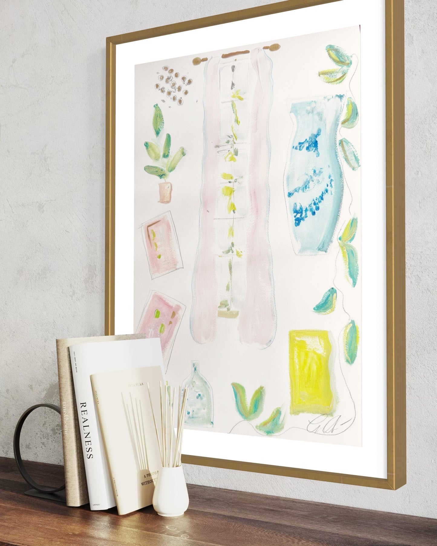 Original Abstract Mixed Media Painting on Paper, Size 24”x30”, Neutral Artwork, Pastel Artwork, Large Artwork, Large Painting