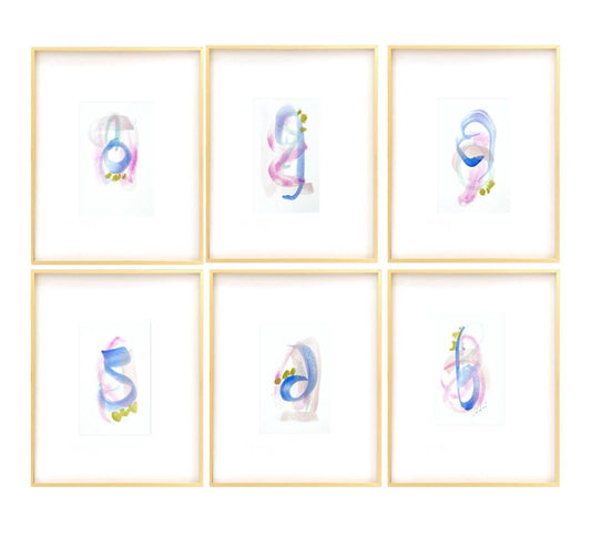 Original Abstract Artwork, Set of 6, Mixed Media, 5" x 7", Original Artwork, Pink Art, Blue Art, Neutral Artwork, Pastel Wall Decor