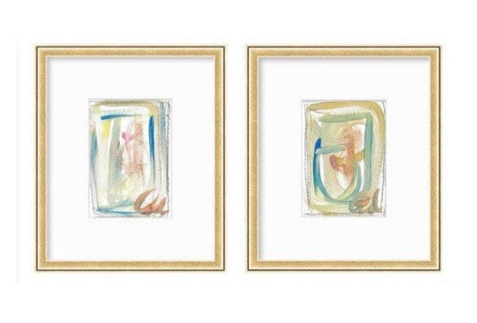 Abstract Watercolor Painting, Pair of 5"x7”, Mat Size 11”x14”, Abstract Art, Original Art, Framed Artwork, Neutral Artwork, Home Decor