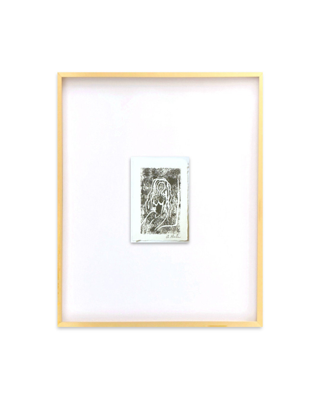 Framed Artwork, Abstract Nude Figure Monoprint, Neutral Artwork, Minimalist, Home Decor, Abstract Wall Art, Modern Home Decor, Figure Art