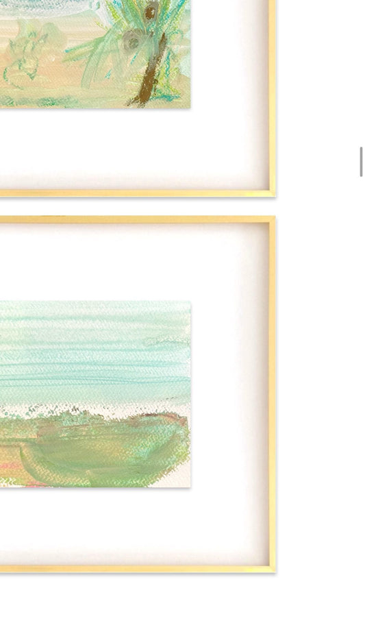 Abstract Watercolor Painting, Pair of 5x7 in 11x14 White Mat, Abstract Artwork, Original Painting, Pink & GreenArtwork, Small Framed Artwork