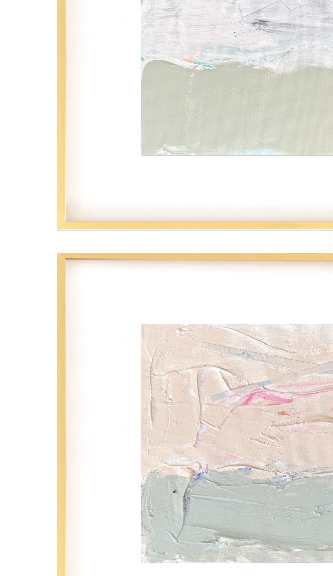 Original Abstract Mixed Media Painting, Set of 2, Abstract Wall Art, 5”x7” (Mat size 11”x14”), Neutral Artwork, Artwork for Interior Design