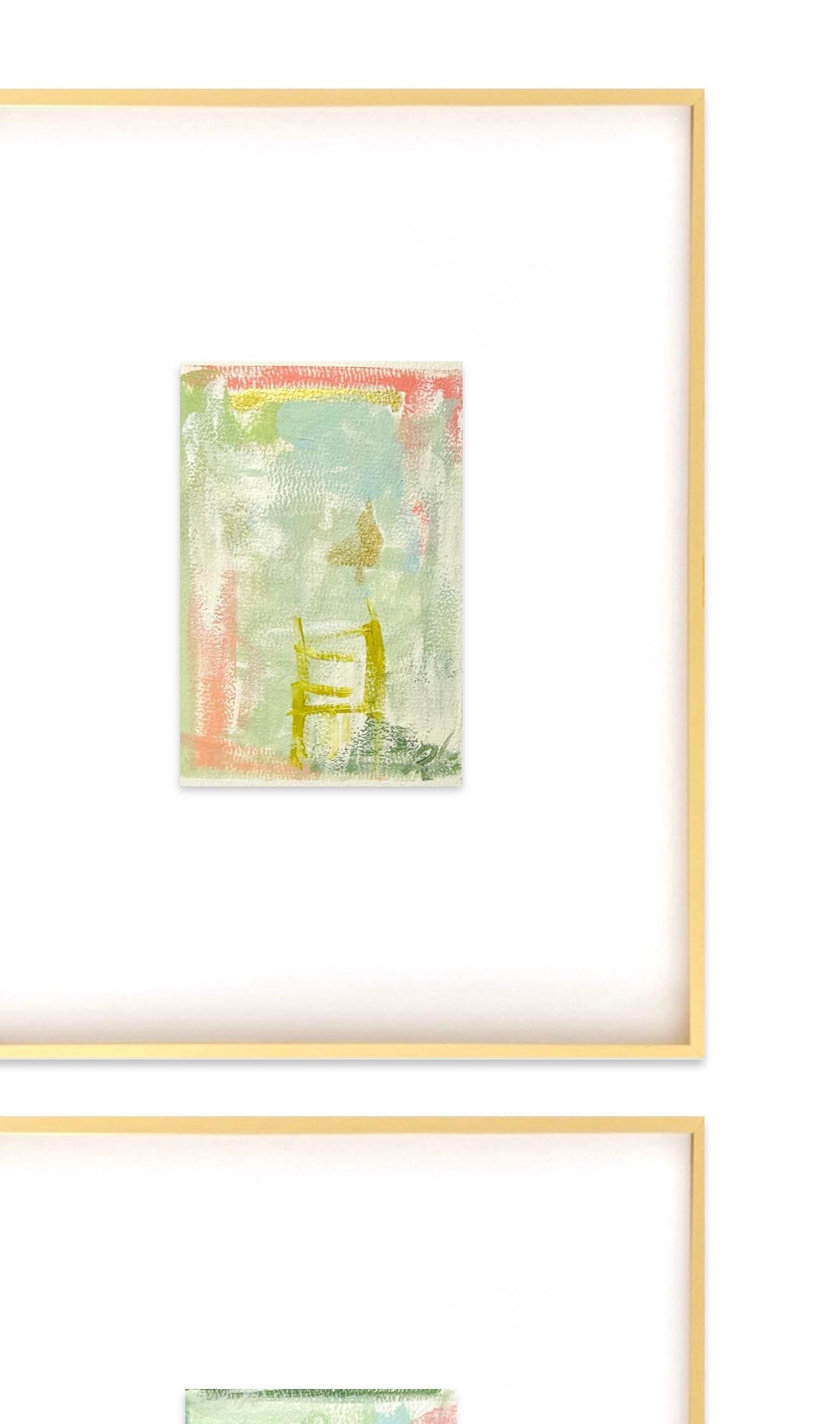 Original Abstract Mixed Media Paintings, Set of 4, Bright Paintings, Size 4x6