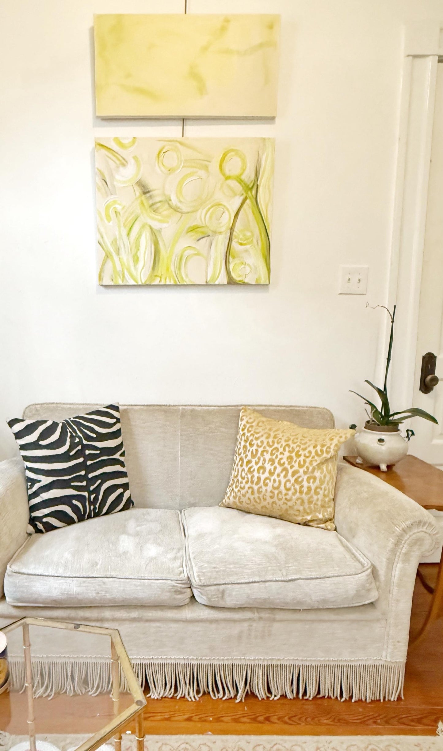 Original Abstract Mixed Media Painting on Canvas, Firmament, Pink, Green, Neutral Artwork, Abstract Art, Original Abstract Artwork