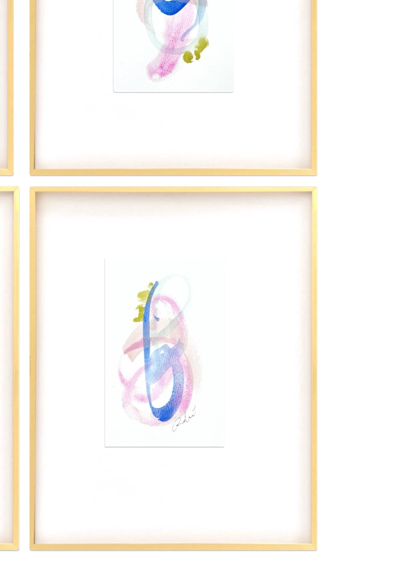 Original Abstract Artwork, Set of 6, Mixed Media, 5" x 7", Original Artwork, Pink Art, Blue Art, Neutral Artwork, Pastel Wall Decor