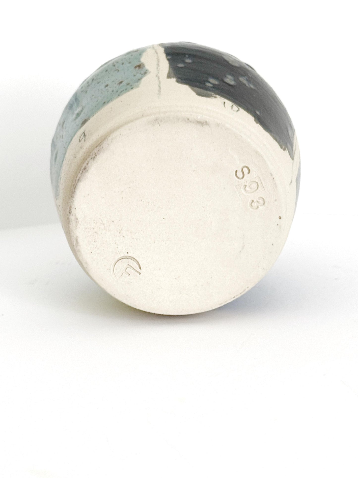 Handpainted Clay Vase in Blue & Green Hues