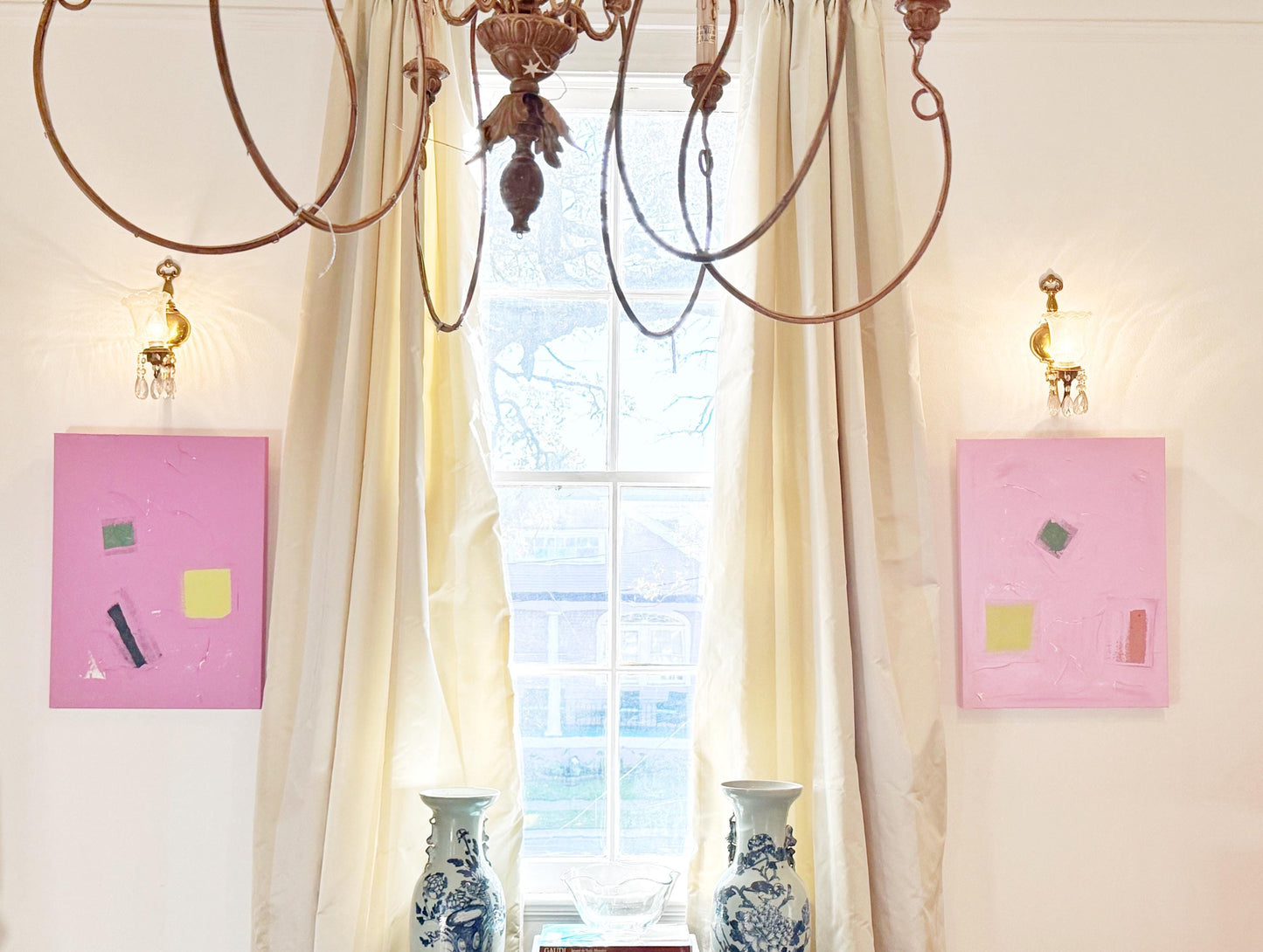 Original Abstract Mixed Media Paintings on Canvas, Set of Two, 18”x24”, Pink Abstract Art, Pink Texture Painting, Original Artwork