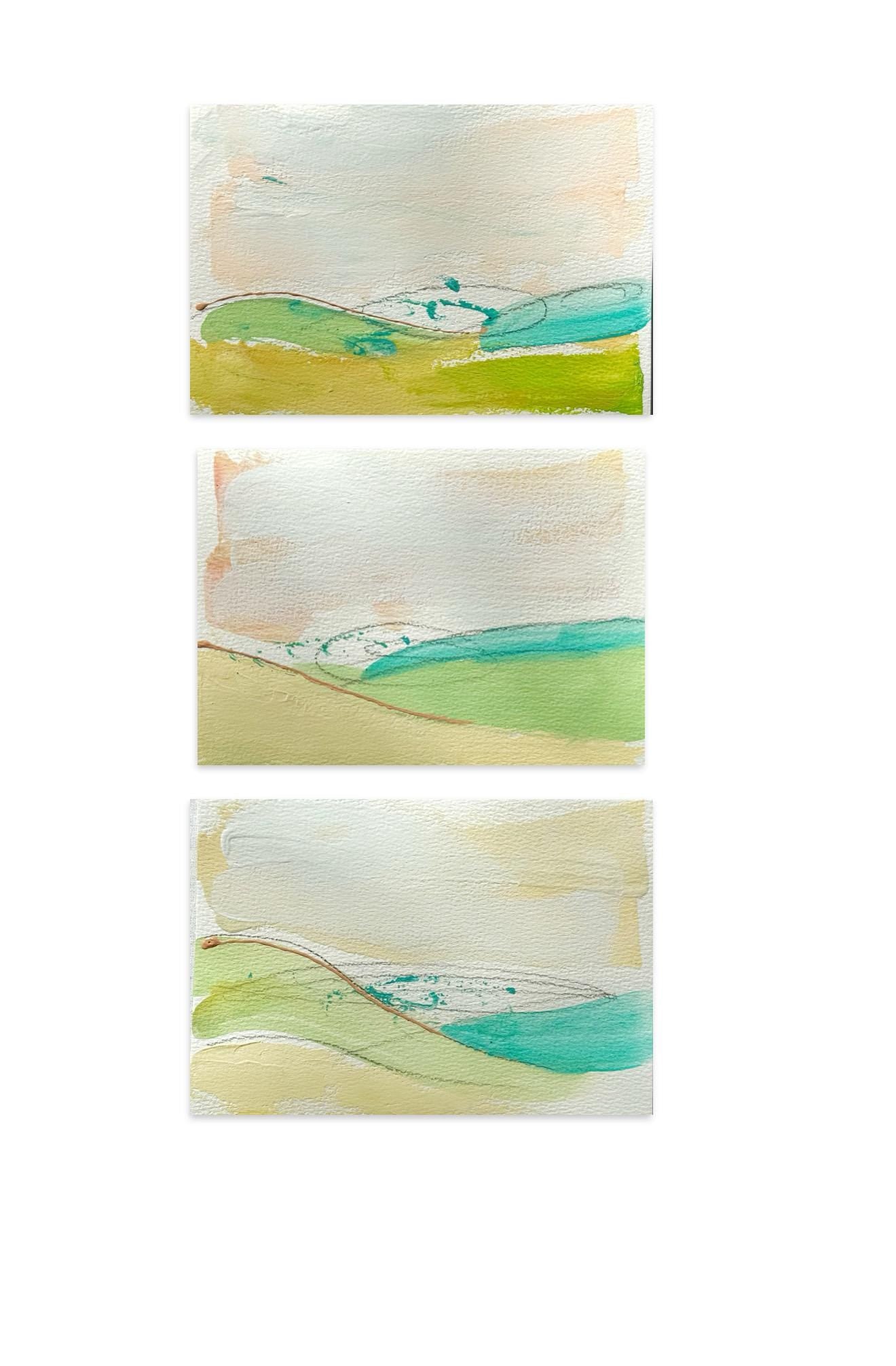 Original Abstract Mixed Media Painting, Set of 3, Abstract Wall Art, 5”x5” (Mat size 11”x14”), Neutral Artwork, Artwork for Interior Design
