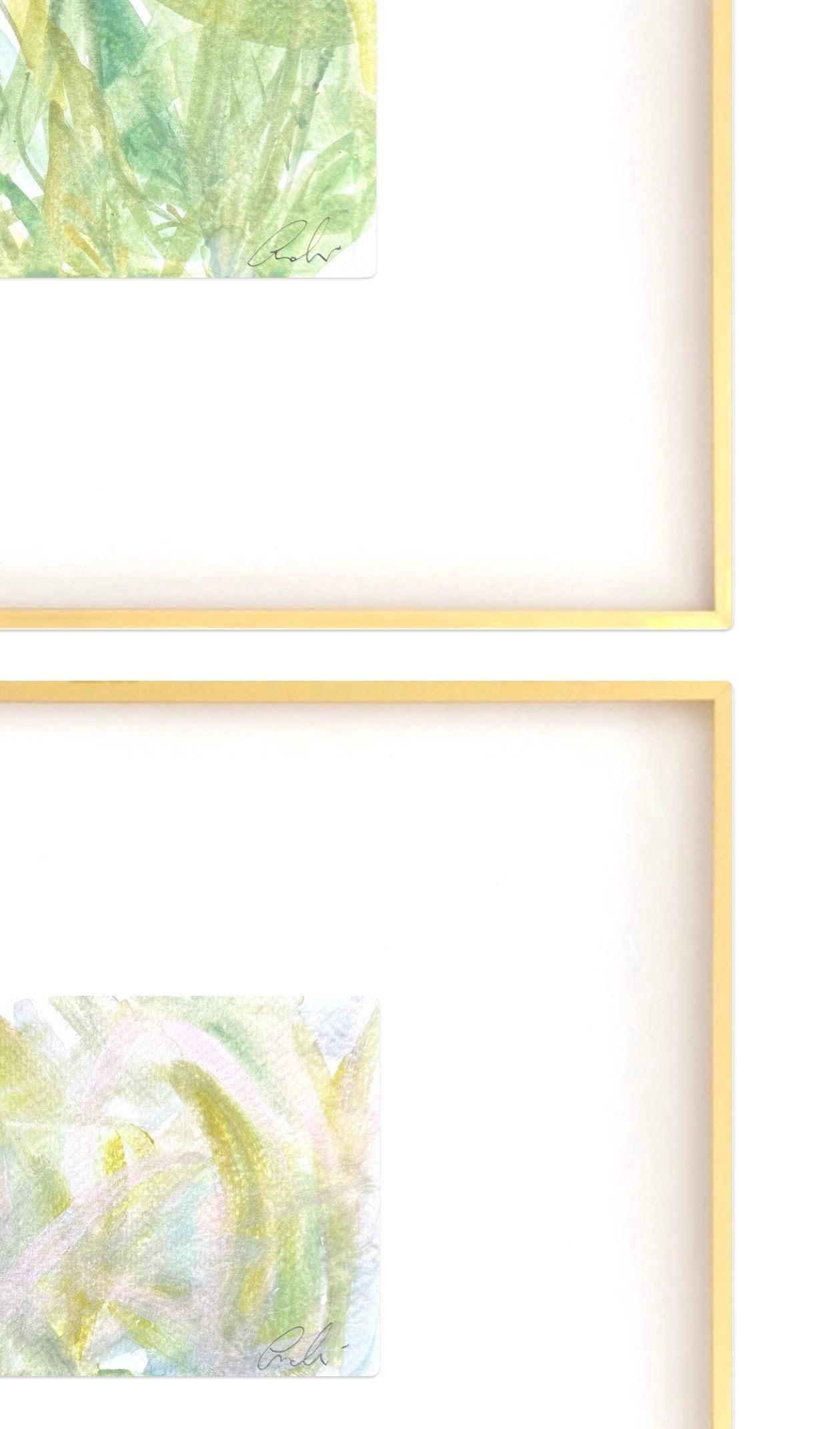 Abstract Watercolor Painting, Set of 3, 5"x7”, White Mat 11”x14”, Abstract Wall Art, Original Watercolor Painting, Turquoise, Pink, Pastel