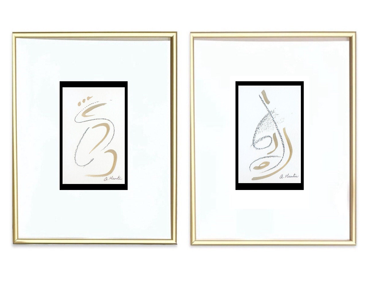 Pair of Original Abstract Nude Paintings, Figure Art, Abstract Art, Neutral Art, Female Nude Painting, Size 5”x8”