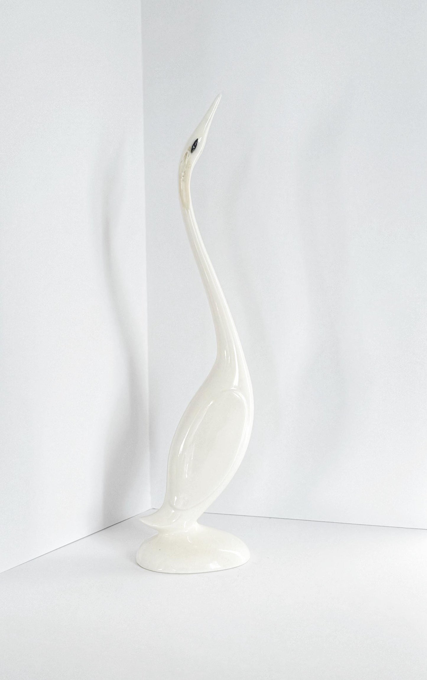 Hand-Painted Porcelain Swan Sculpture