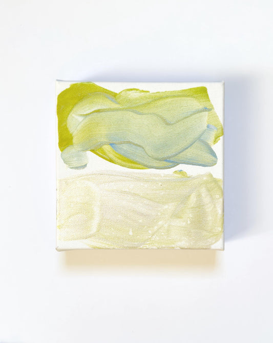 Original Abstract Mixed Media Landscape Painting on Canvas, 4”x4”, Original Art, Abstract Art, Blue, Green Artwork