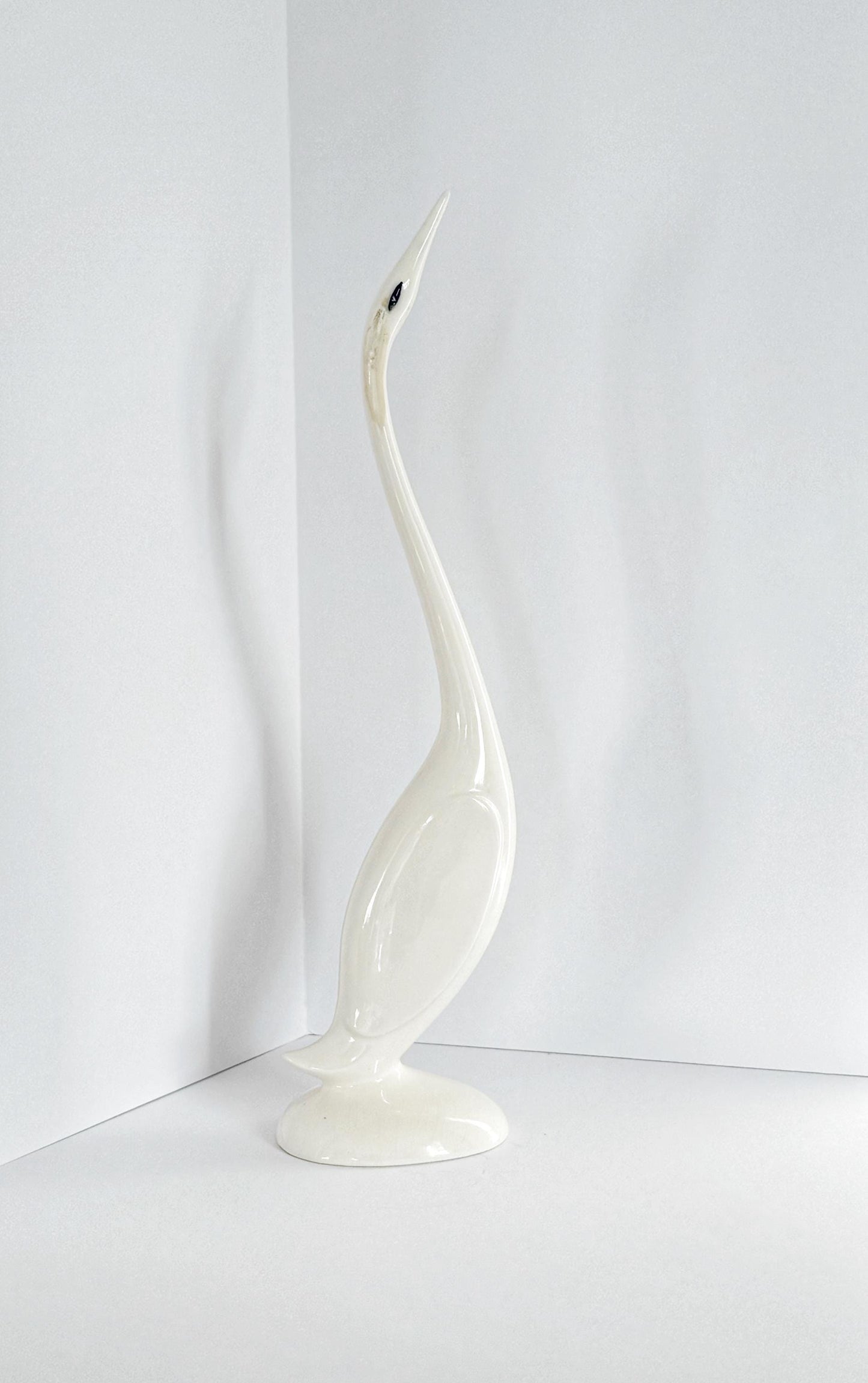 Hand-Painted Porcelain Swan Sculpture