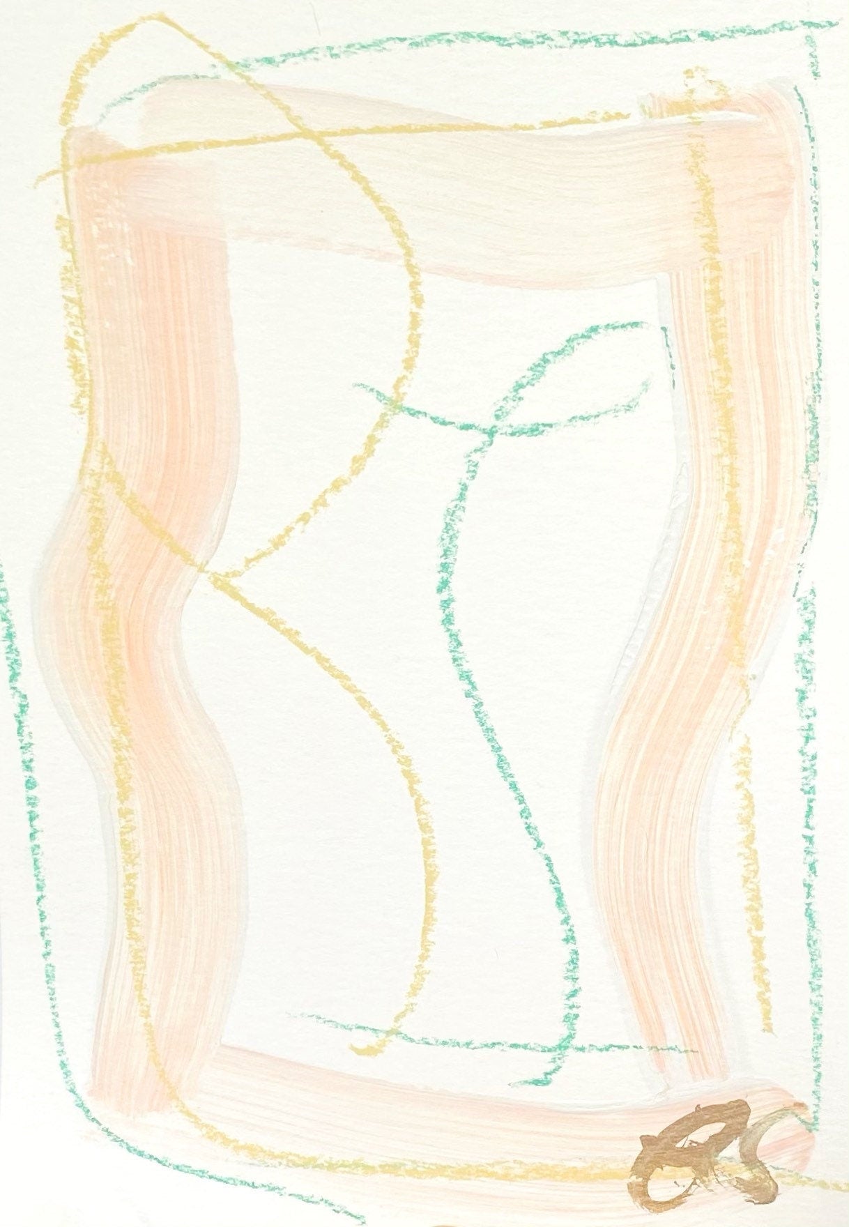 Abstract Watercolor Painting, Set of 2, 5x7, White Mat, Original Artwork, Yellow, Grey, White, Pastel Artwork, Neutral Art, Landscape