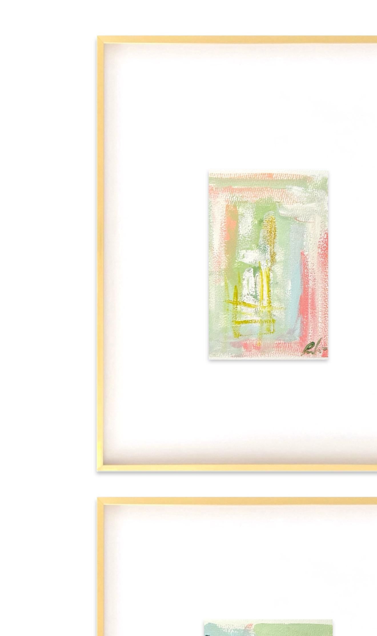 Original Abstract Mixed Media Paintings, Set of 4, Bright Paintings, Size 4x6