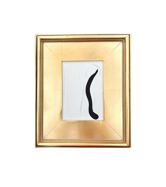 Original Abstract Mixed Media Painting on Canvas Panel, Framed in Gold-Leaf Wooden Frame, Original Abstract Art, Black and White, Texture