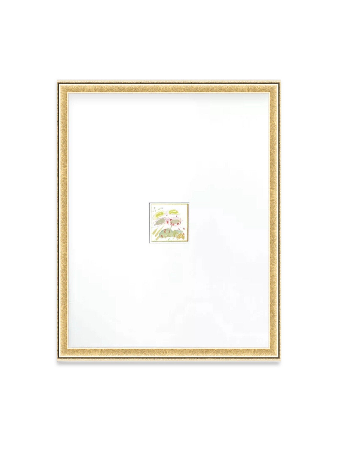 Original Abstract Mixed Media Painting, Framed in 11”x14” Gold Gallery Frame, Small Artwork, Mixed Media Art, Abstract Art, Green, Pink Art