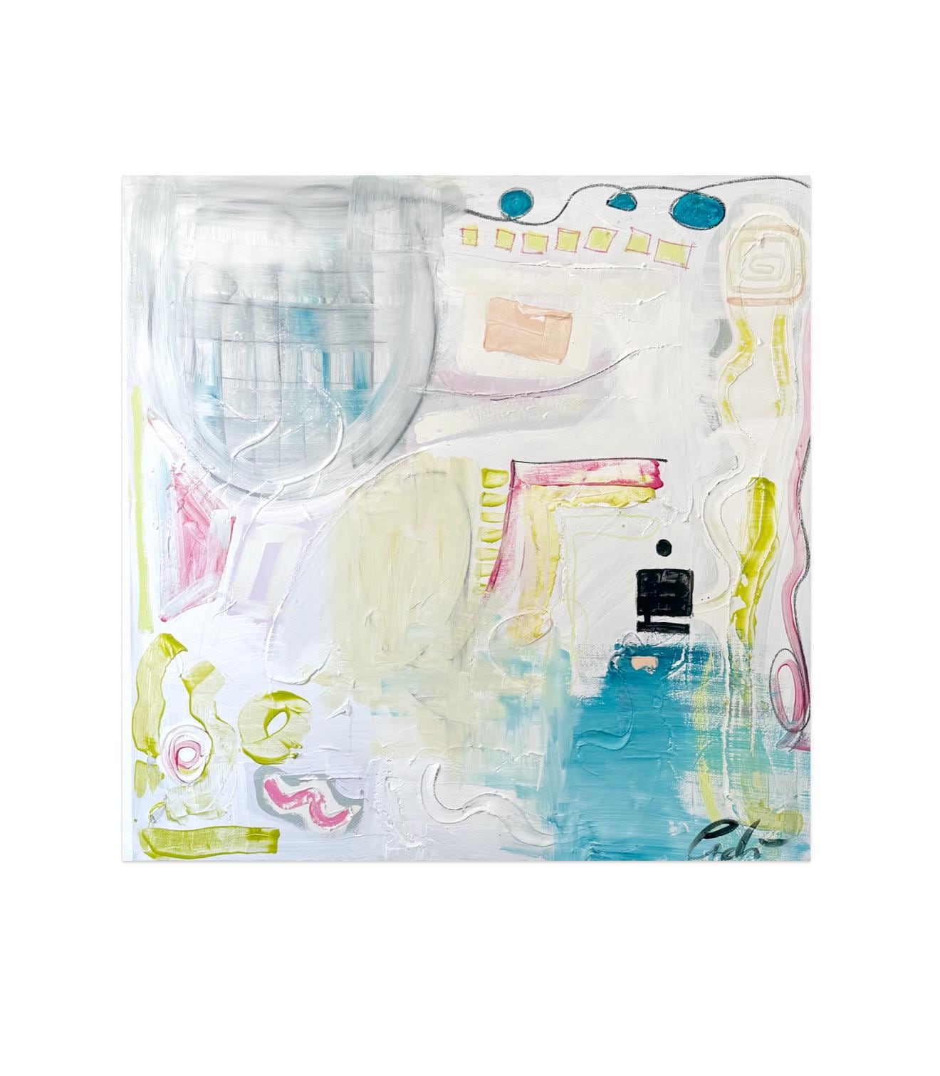 Original Abstract Mixed Media Painting on canvas, Size 36”x36”, White Abstract Painting, Texture Painting on Stretched Canvas