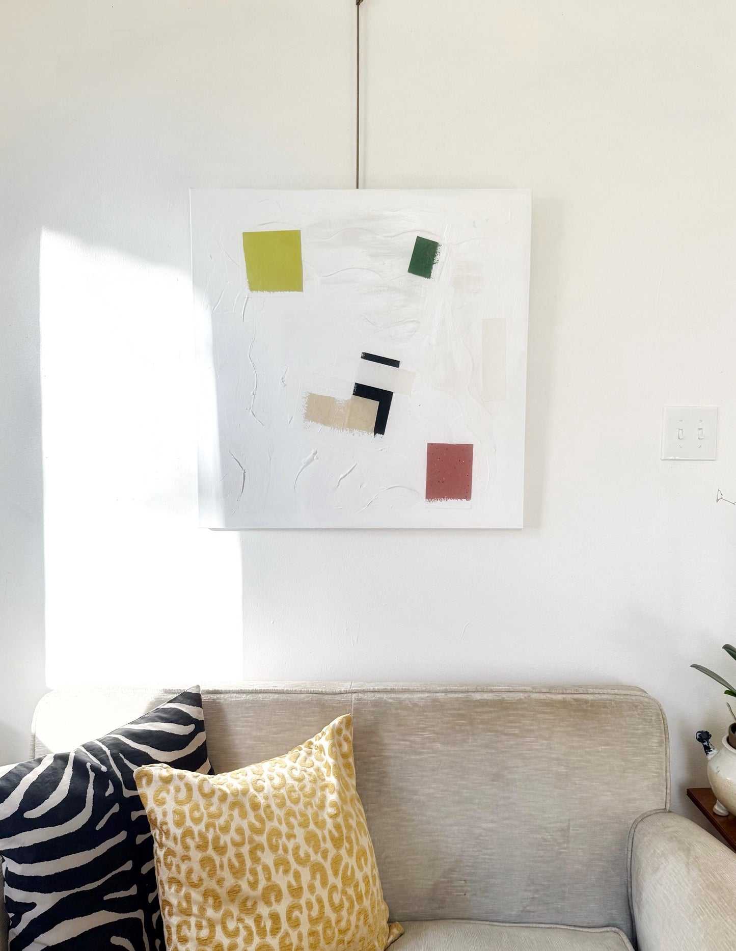 Original Abstract Mixed Media Painting on canvas, Size 24”x30”, White Abstract Painting, Texture Painting on Stretched Canvas