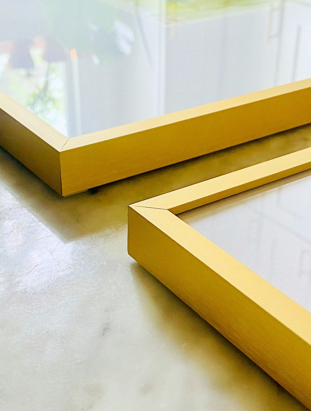 Custom Set of 3 Abstract Paintings (5”x7”) Framed in 16”x20” Gold Metal Gallery Frames