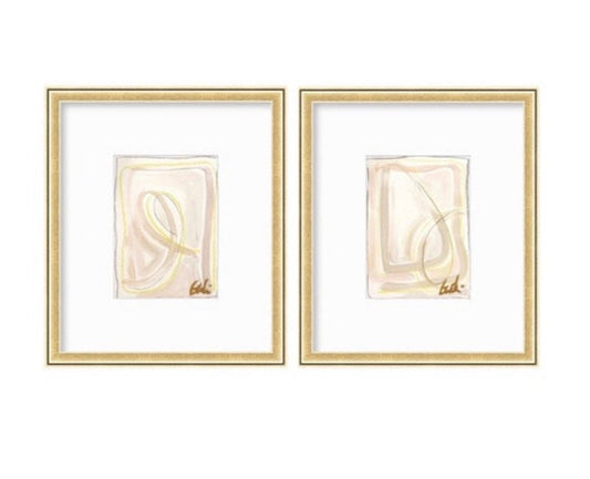 Abstract Watercolor Painting, Pair of 5"x7”, Mat Size 11”x14”, Abstract Artwork, Original Art, Lavender, Pink, Neutral Artwork, Pastel Art