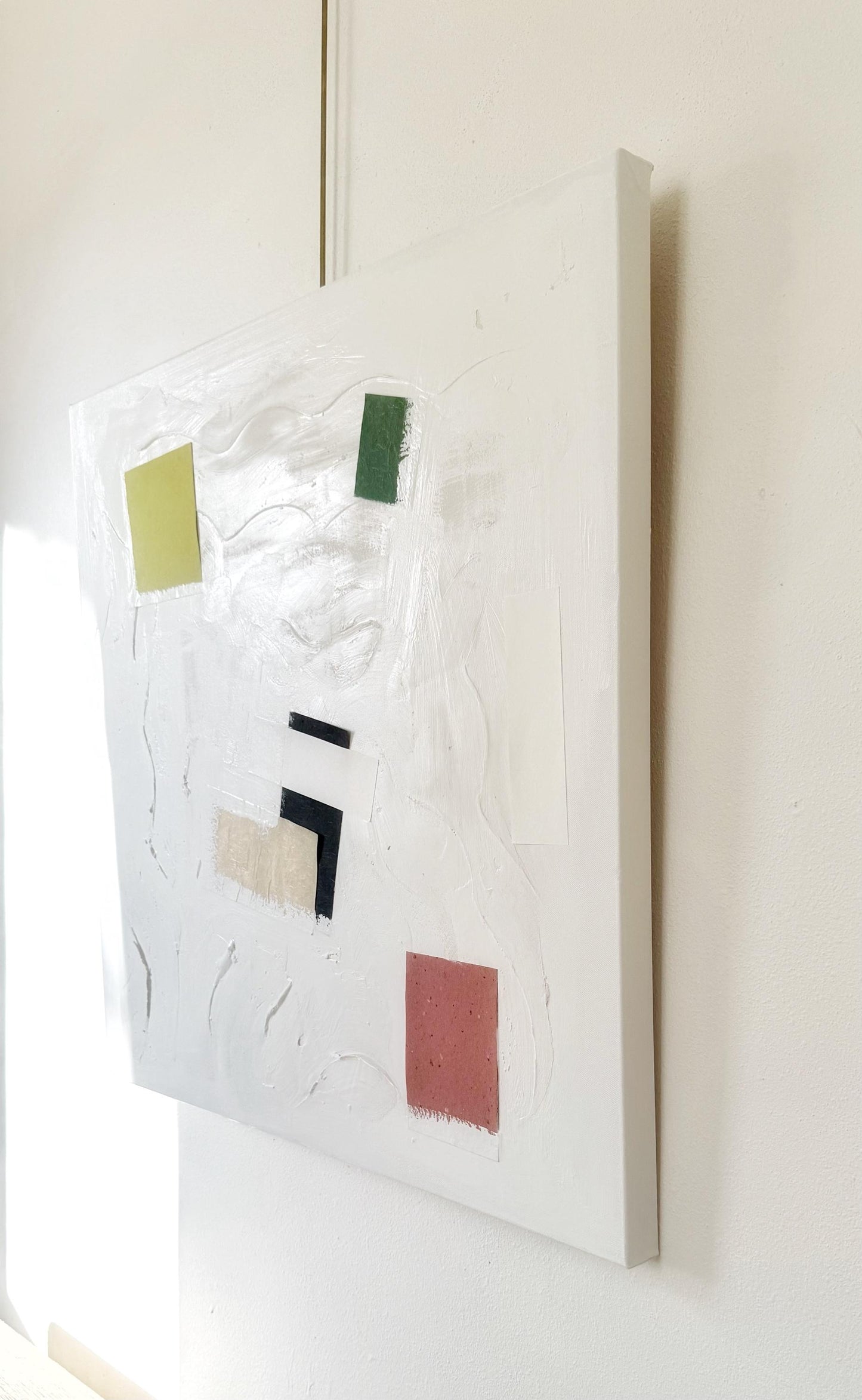 Original Abstract Mixed Media Painting on canvas, Size 24”x30”, White Abstract Painting, Texture Painting on Stretched Canvas