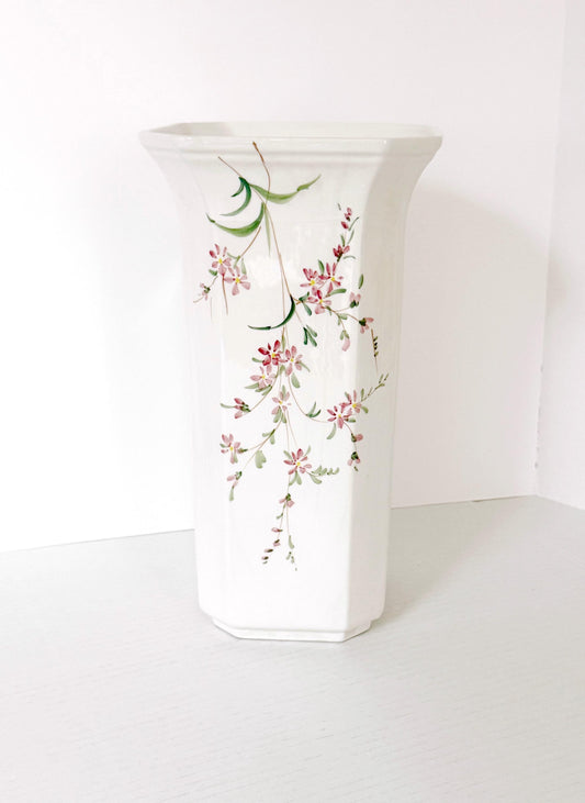 Floral Handpainted Italian Porcelain Vase