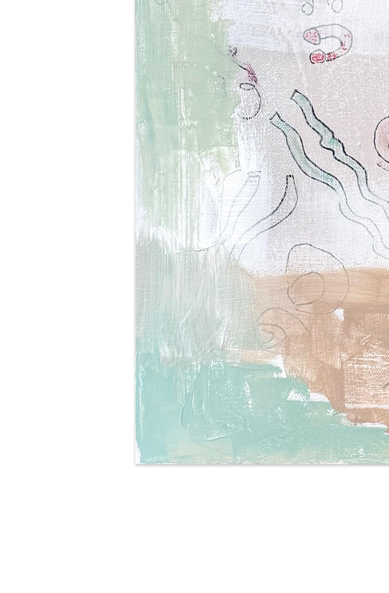 Original Abstract Mixed Media Painting on Canvas, 12x18, Pastel Artwork, Neutral Artwork, Green, Pink