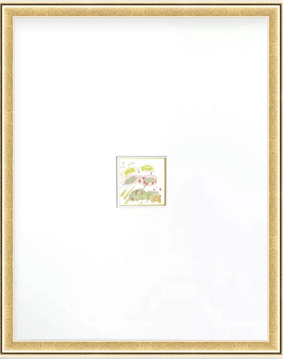 Original Abstract Mixed Media Painting, Framed in 11”x14” Gold Gallery Frame, Small Artwork, Mixed Media Art, Abstract Art, Green, Pink Art