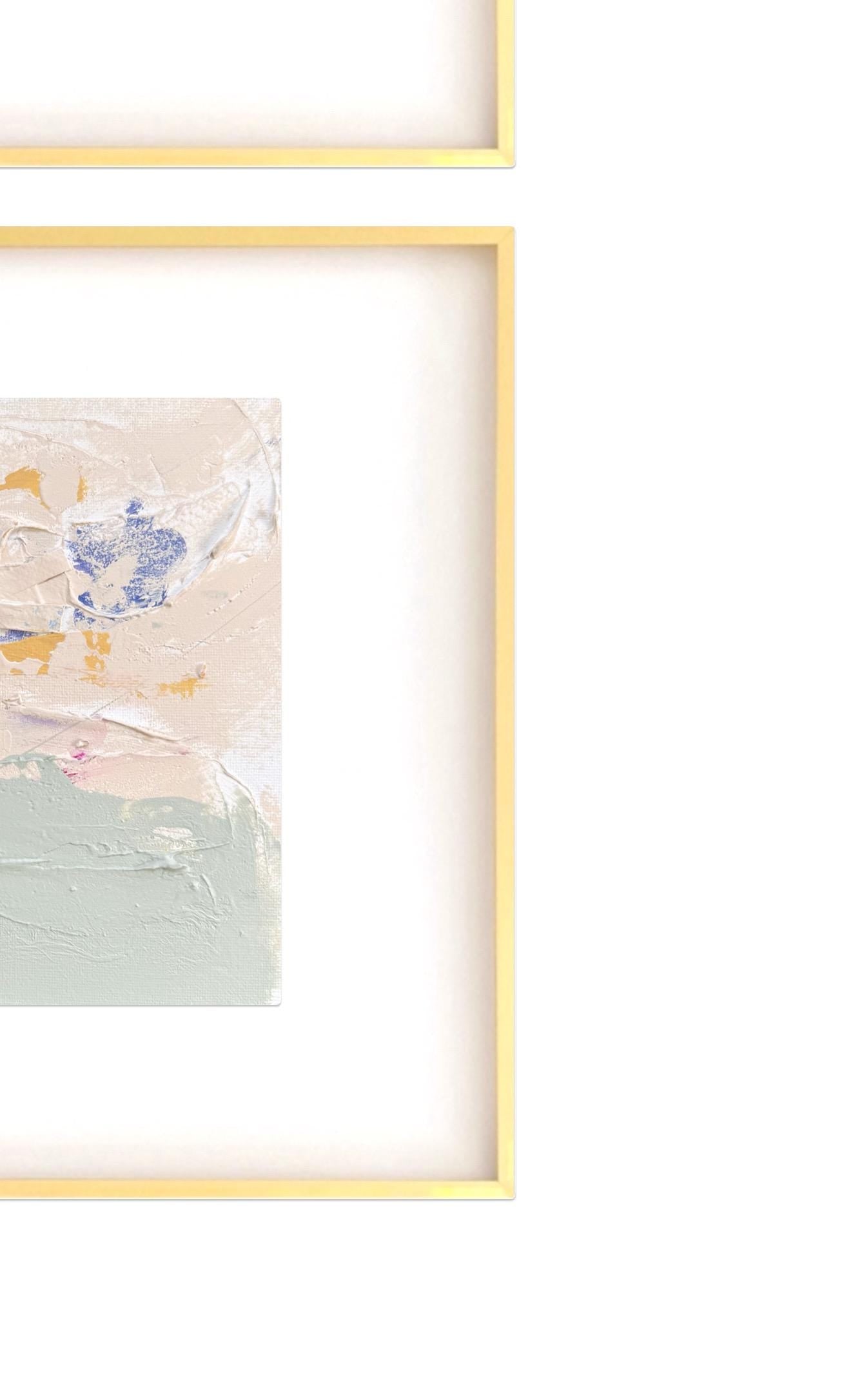 Original Abstract Mixed Media Painting, Set of 2, Abstract Wall Art, 5”x7” (Mat size 11”x14”), Neutral Artwork, Artwork for Interior Design